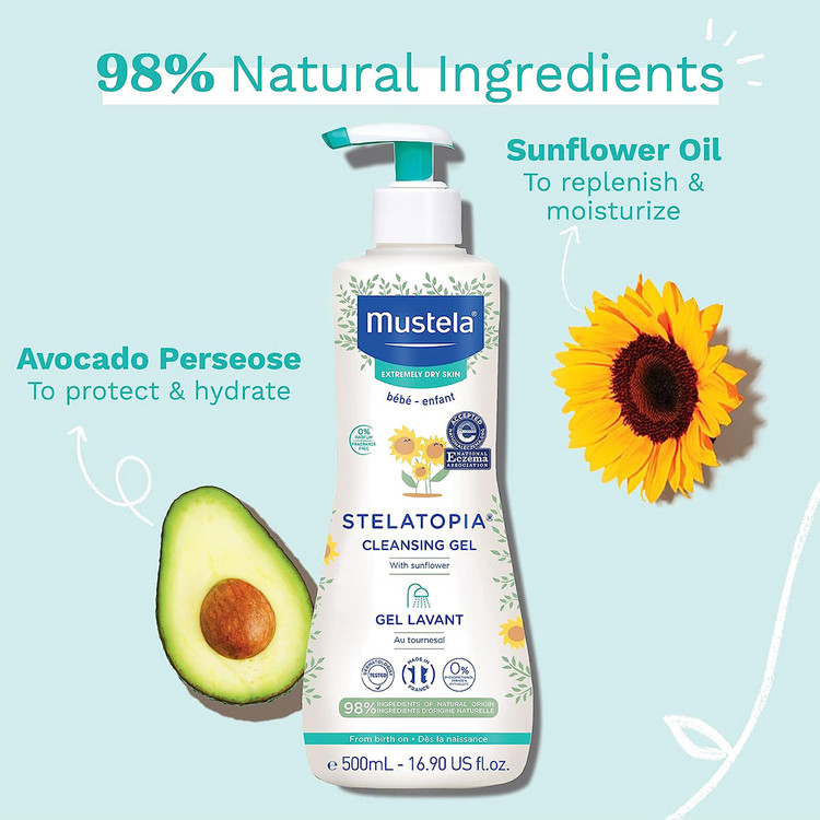 شامپو سر و بدن استلاتوپیا موستلا mustela اصل ۵۰۰میل(تاریخ ۹/۲۰۲۶)